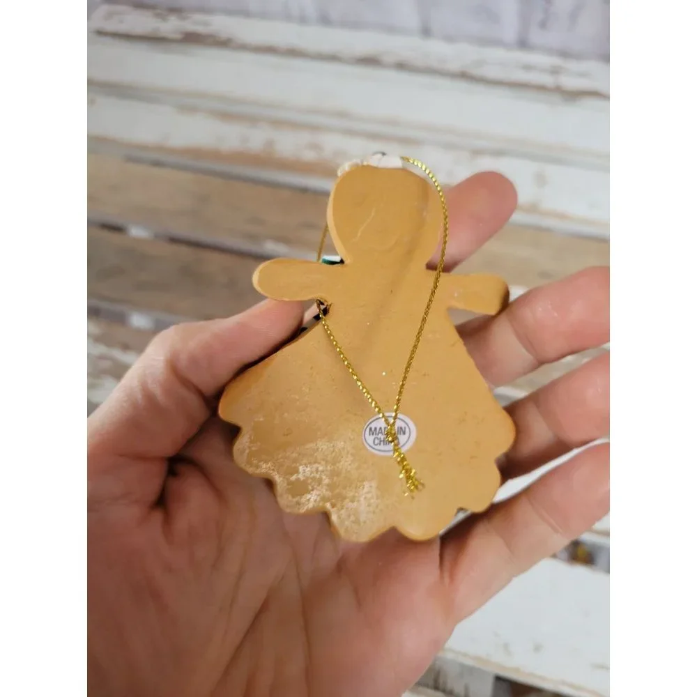 Gingerbread green bow tie‎ girl candy cookie ornament vintage Xmas tree